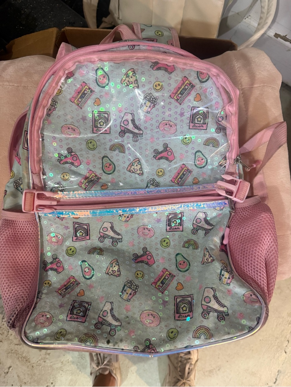 Pink Kids Glitter Pattern Backpack - Unbranded